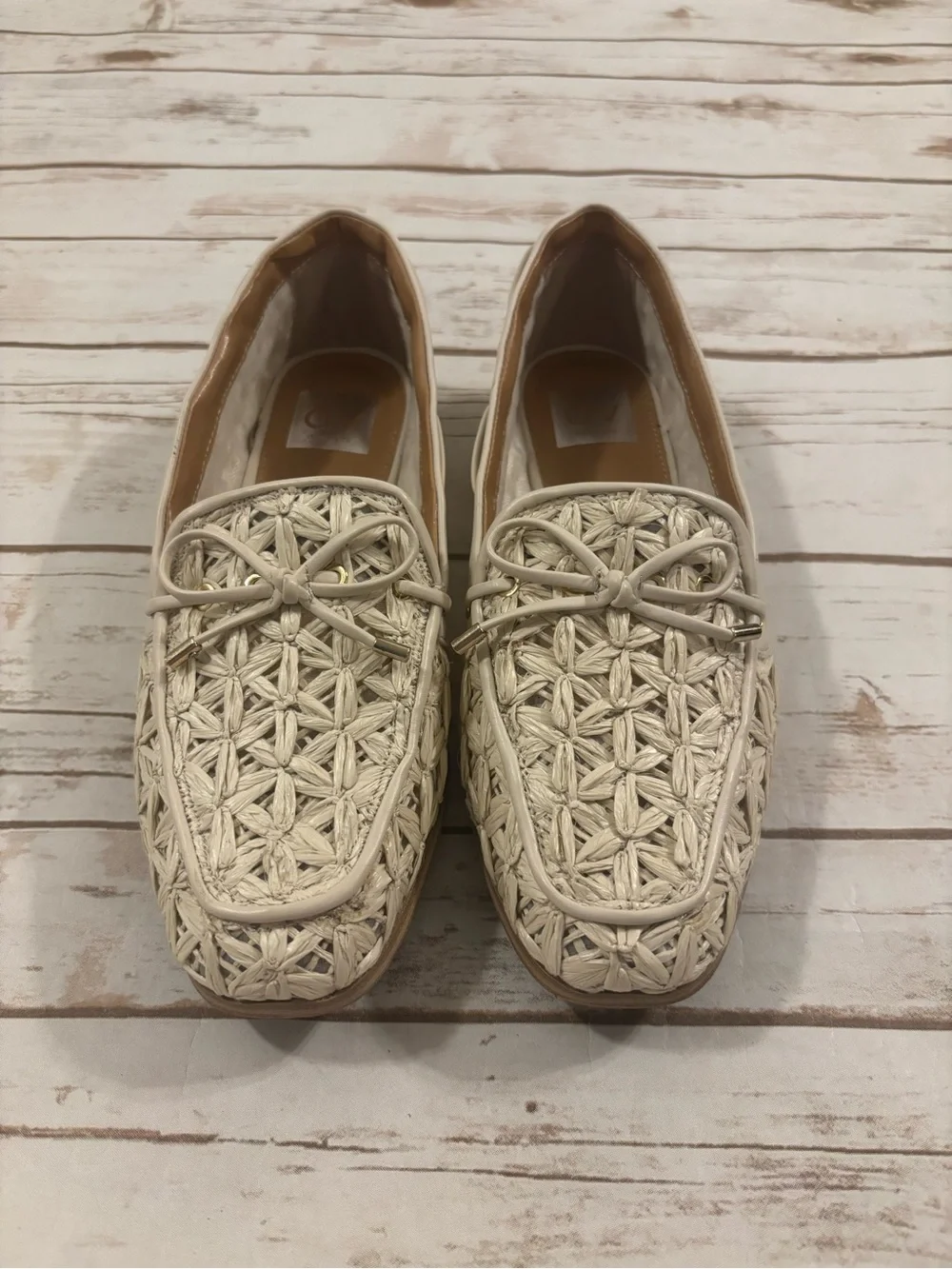 Dolce Vita Modern Loafers Ivory Raffia Size 9.5